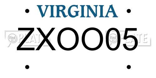 ZXOO05 Virginia License Plate