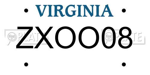ZXOO08 Virginia License Plate