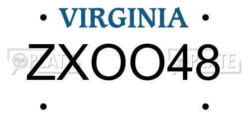 ZXOO48 Virginia License Plate