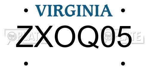 ZXOQ05 Virginia License Plate
