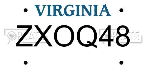 ZXOQ48 Virginia License Plate