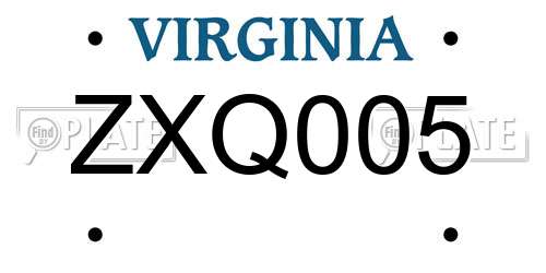 ZXQ005 Virginia License Plate