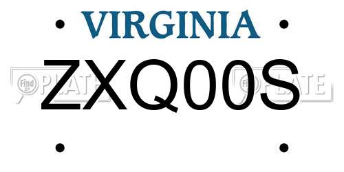 ZXQ00S Virginia License Plate