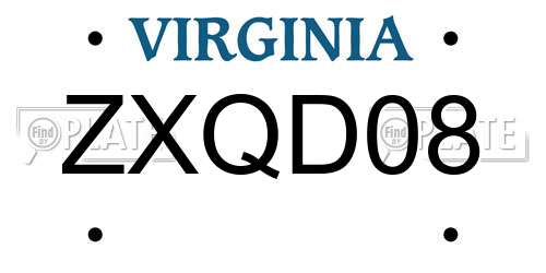ZXQD08 Virginia License Plate
