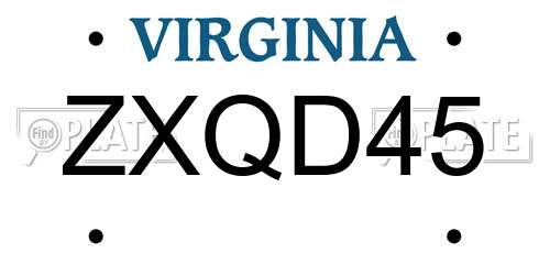 ZXQD45 Virginia License Plate