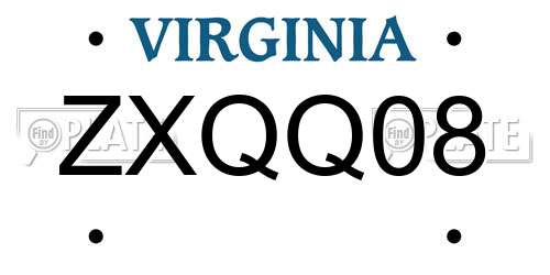 ZXQQ08 Virginia License Plate