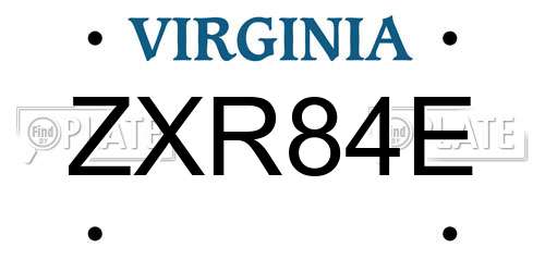 ZXR84E Virginia License Plate