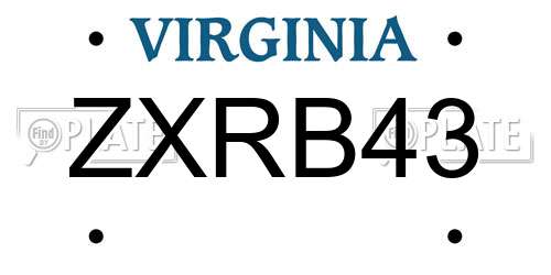ZXRB43 Virginia License Plate