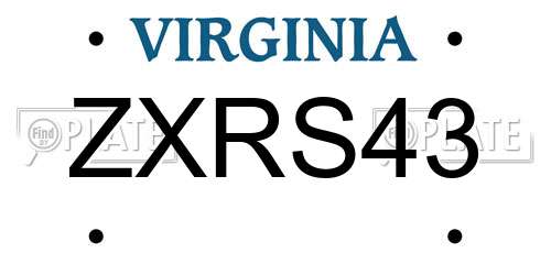 ZXRS43 Virginia License Plate
