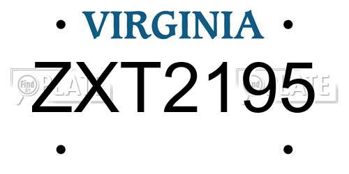 ZXT2195 Virginia License Plate