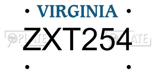 ZXT254 Virginia License Plate