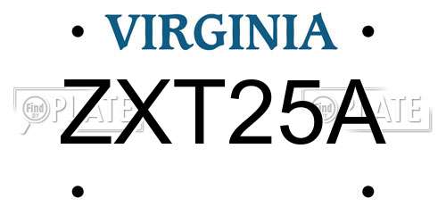 ZXT25A Virginia License Plate