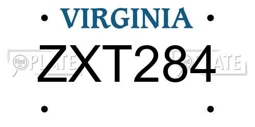 ZXT284 Virginia License Plate