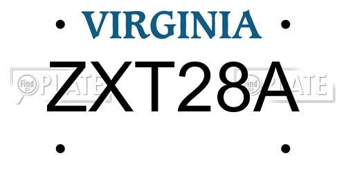 ZXT28A Virginia License Plate