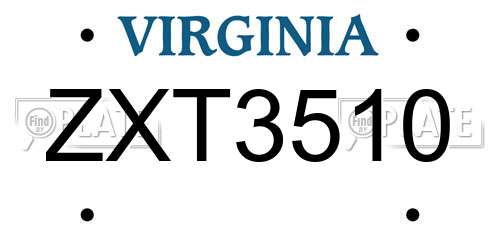 ZXT3510 Virginia License Plate