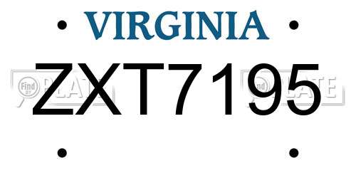 ZXT7195 Virginia License Plate