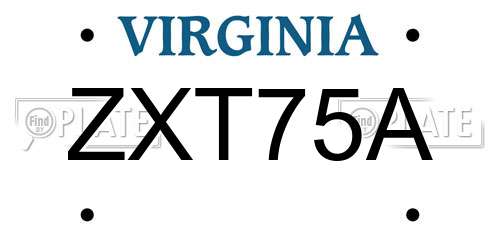 ZXT75A Virginia License Plate
