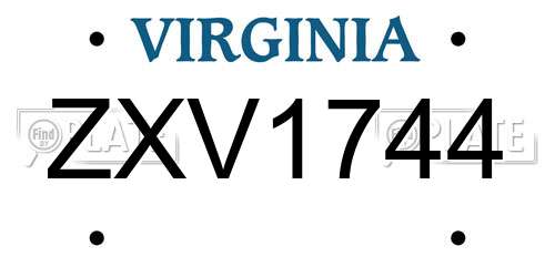 ZXV1744 Virginia License Plate