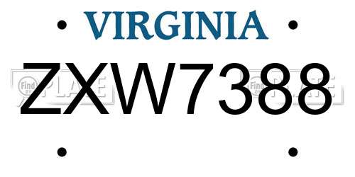 ZXW7388 Virginia License Plate