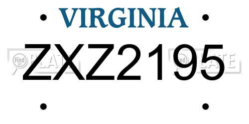 ZXZ2195 Virginia License Plate