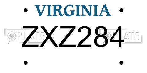 ZXZ284 Virginia License Plate