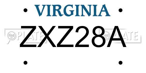 ZXZ28A Virginia License Plate