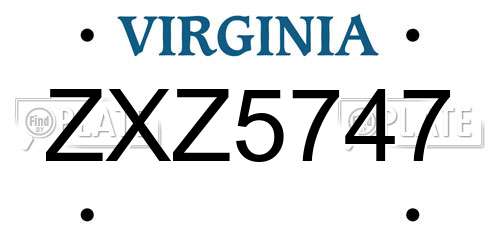ZXZ5747 Virginia License Plate