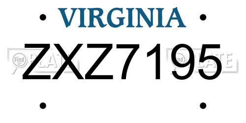 ZXZ7195 Virginia License Plate