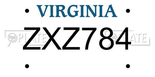 ZXZ784 Virginia License Plate