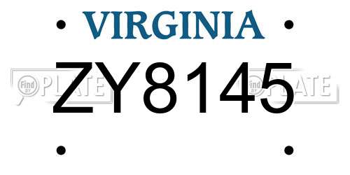 ZY8145 Virginia License Plate