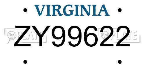 ZY99622 Virginia License Plate