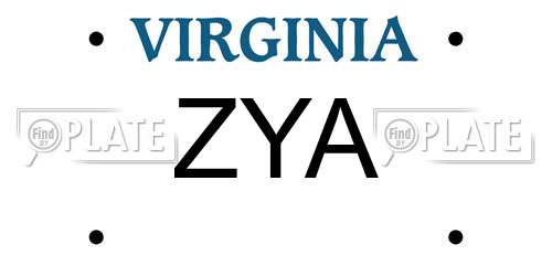 ZYA Virginia License Plate