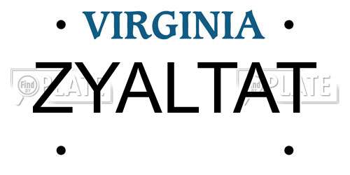 ZYALTAT Virginia License Plate