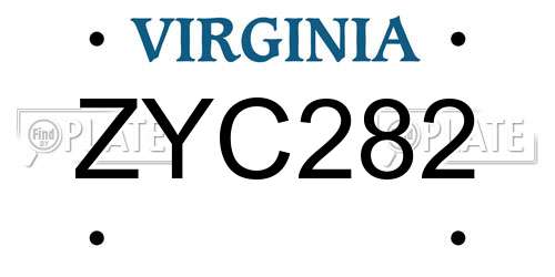 ZYC282 Virginia License Plate