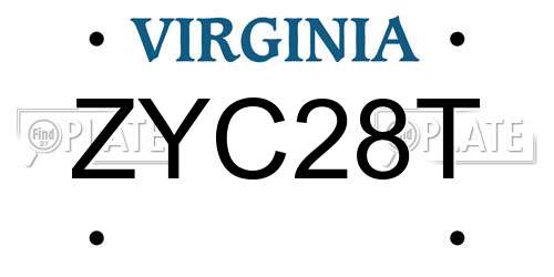 ZYC28T Virginia License Plate