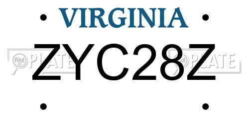 ZYC28Z Virginia License Plate