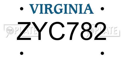 ZYC782 Virginia License Plate
