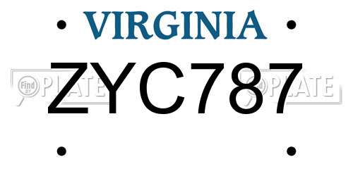 ZYC787 Virginia License Plate