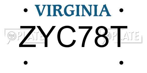 ZYC78T Virginia License Plate