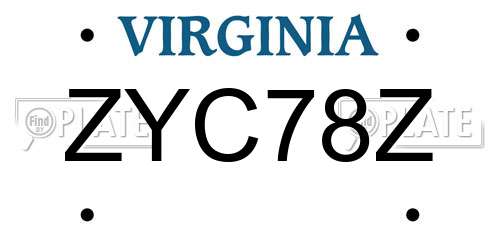 ZYC78Z Virginia License Plate