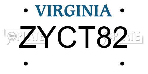 ZYCT82 Virginia License Plate