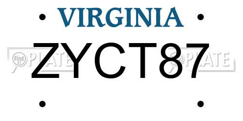 ZYCT87 Virginia License Plate