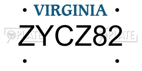 ZYCZ82 Virginia License Plate