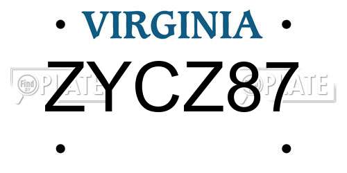 ZYCZ87 Virginia License Plate