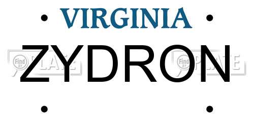 ZYDRON Virginia License Plate