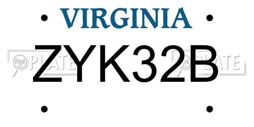 ZYK32B Virginia License Plate