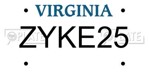 ZYKE25 Virginia License Plate