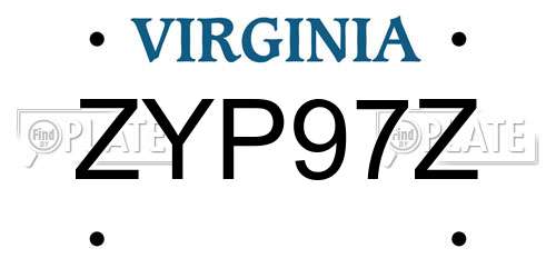ZYP97Z Virginia License Plate