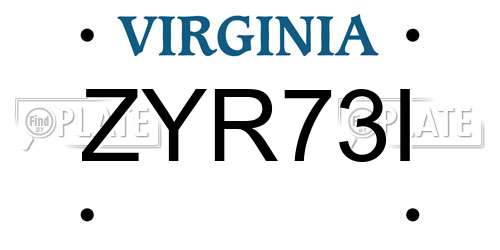 ZYR73I Virginia License Plate