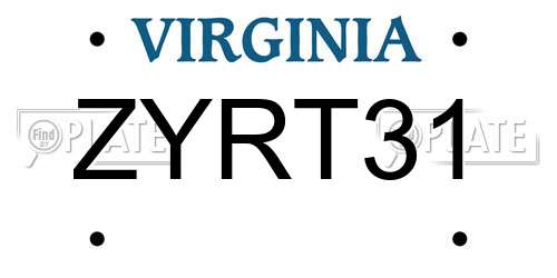 ZYRT31 Virginia License Plate